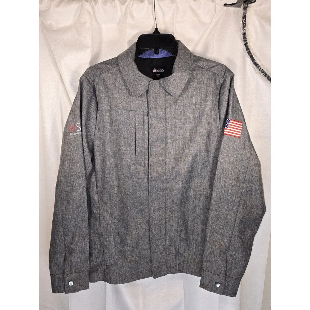 Microsoft North America MSUS‎ Employee Jacket Gray Pockets Zip Mens Medium NWOT